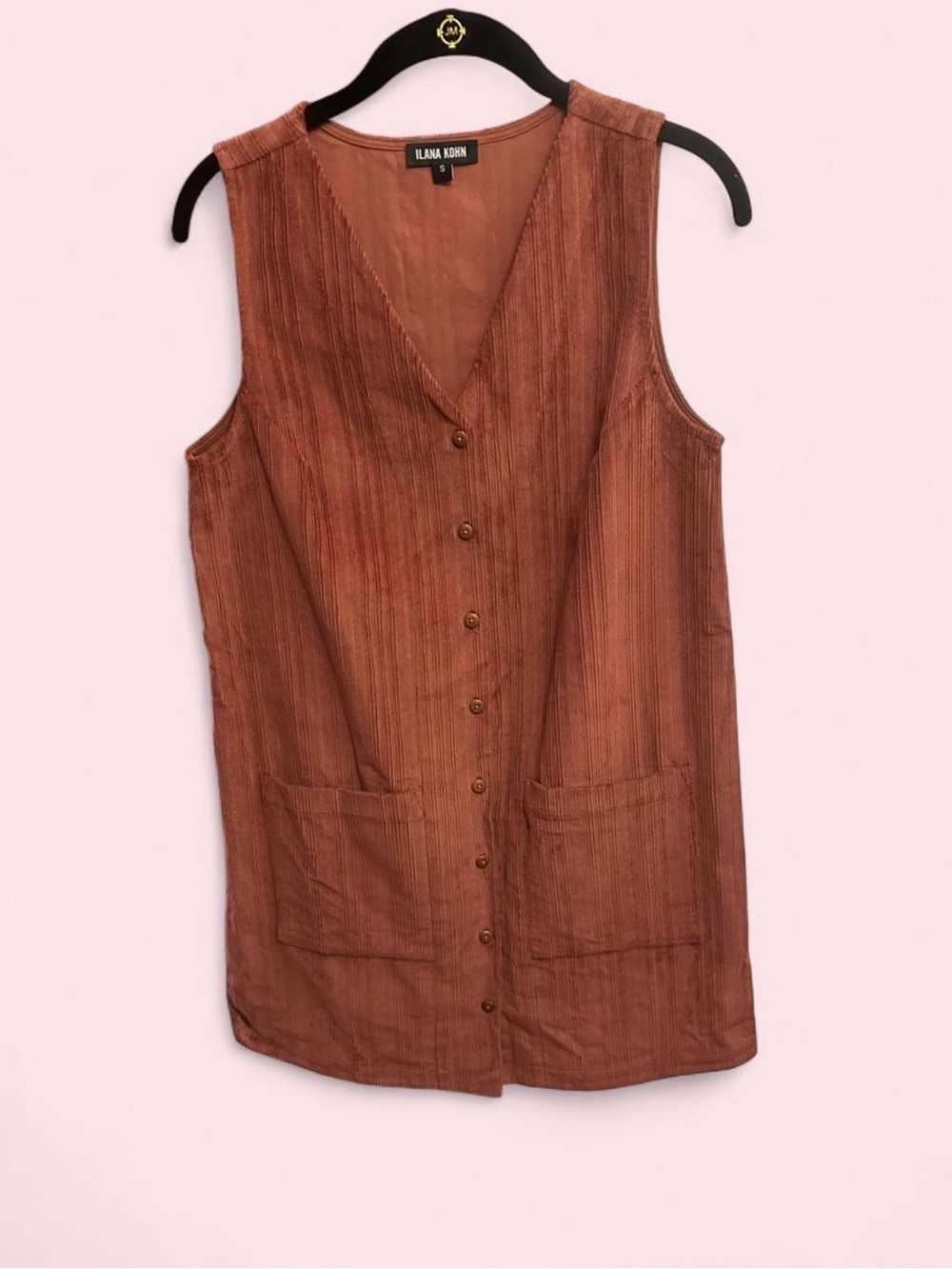 Ilana Kohn Brick Red Button-Front Sleeveless Tunic